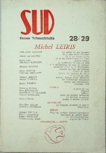 Sud n°28-29 : Michel Leiris - Collectif - Livre
