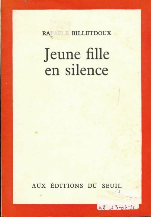 Jeune Fille en silence - Raphaële Billetdoux - Livre