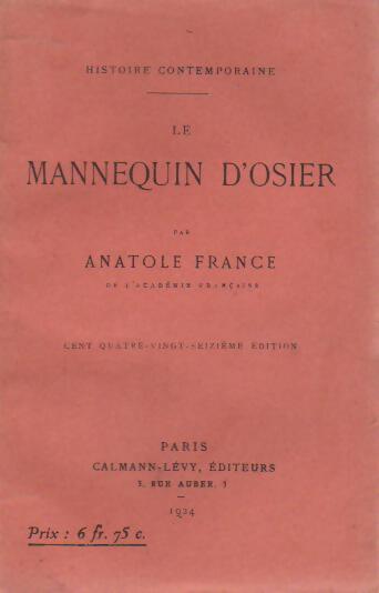 Le mannequin d'osier - Anatole France - Livre