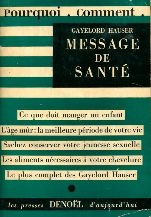 Message de santé - Gayelord Hauser - Livre