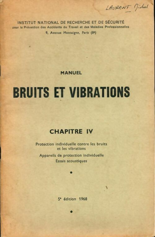Bruits et vibrations chapitre IV - Collectif - Livre