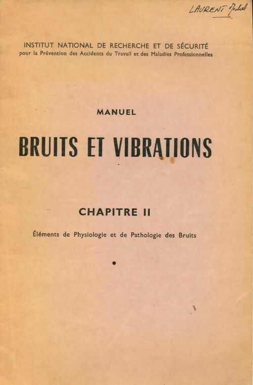 Bruits et vibrations chapitre II - Collectif - Livre