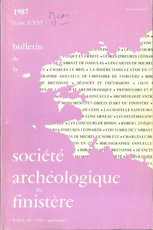 Bulletin de la société archéologique du Finistère Tome CXVI - Collectif - Livre