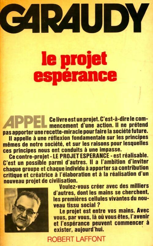 Le projet espérance - Roger Garaudy - Livre