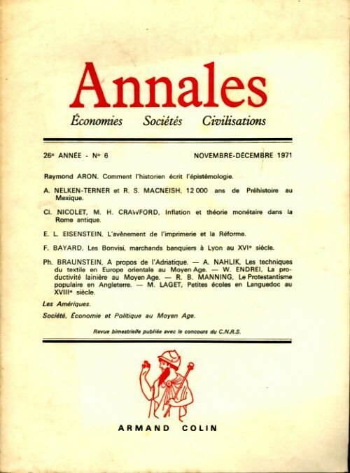 Annales 26e année n°6 - Collectif - Livre