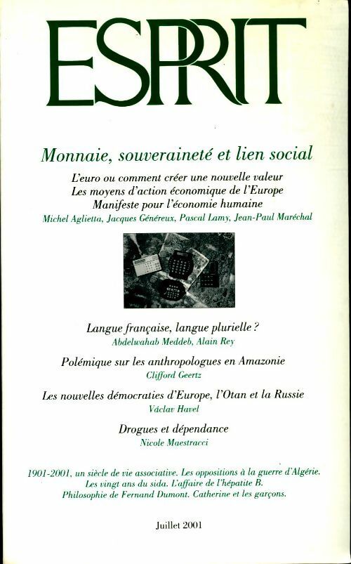 Esprit n°276 : Monnaie, souveraineté et lien social - Collectif - Livre