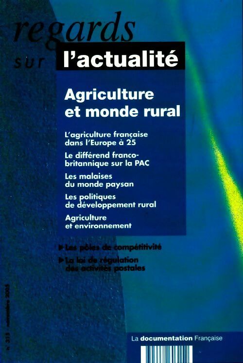 Regards sur l'actualité n°315. Agriculture et monde rural - Collectif - Livre