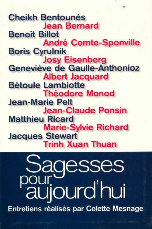 Sagesses pour aujourd'hui - Colette Mesnage - Livre