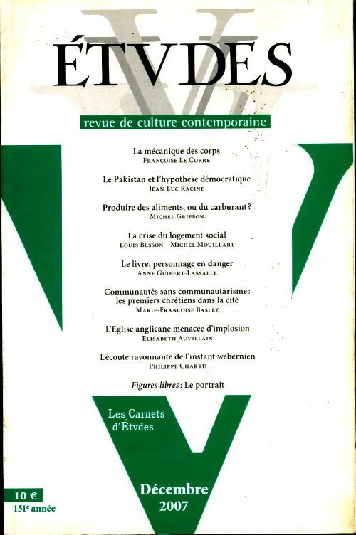 Etudes n°407-6 - Collectif - Livre