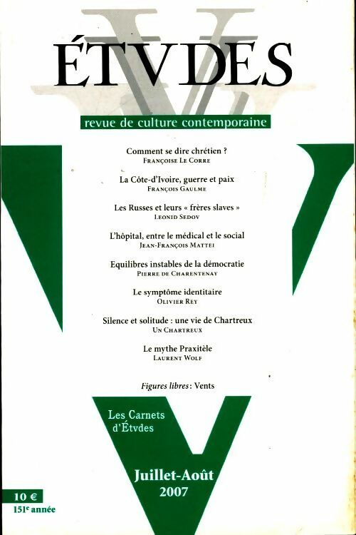 Etudes n°407-1 - Collectif - Livre