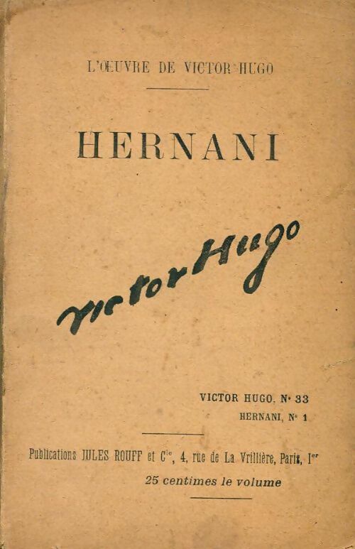 Hernani Tome I - Victor Hugo - Livre