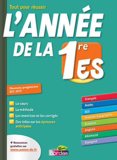 L'année de la 1ère ES - Collectif - Livre