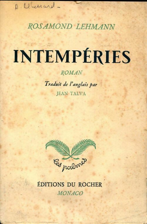 Intempéries - Rosamond Lehmann - Livre