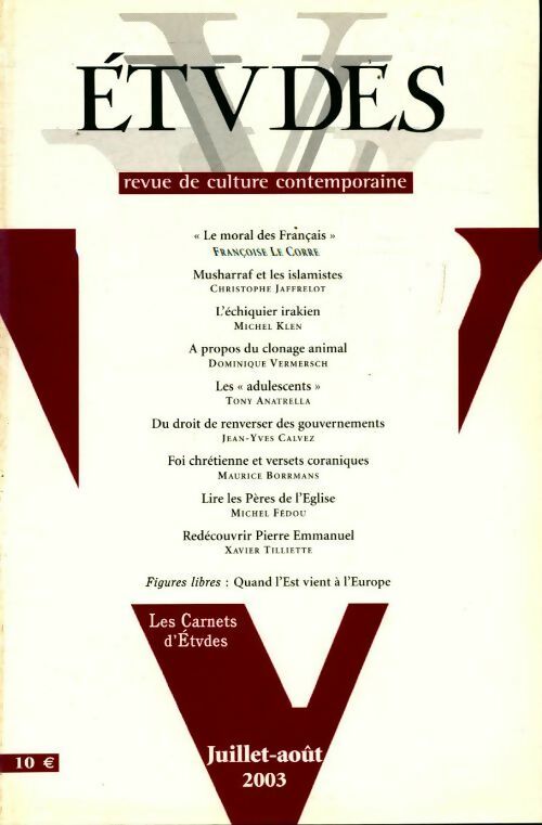 Etudes n°399-1 - Collectif - Livre
