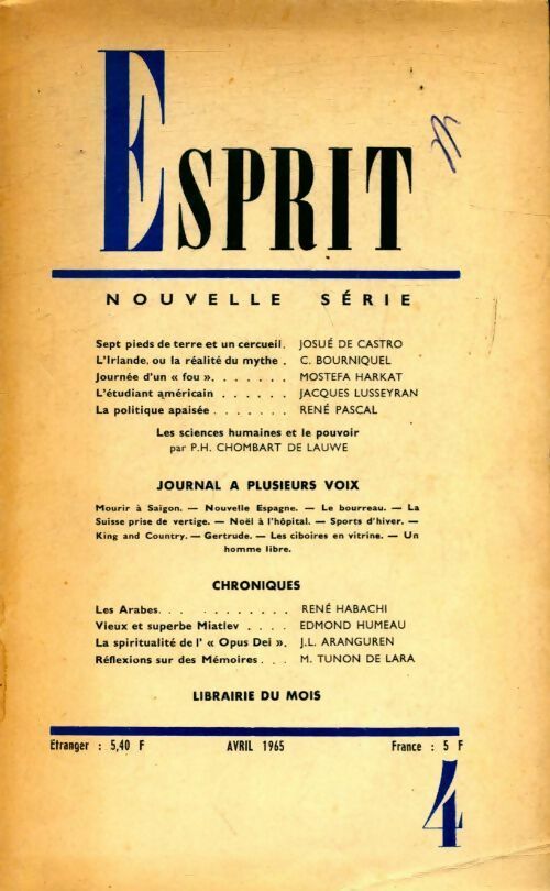 Esprit  n°4 - Collectif - Livre