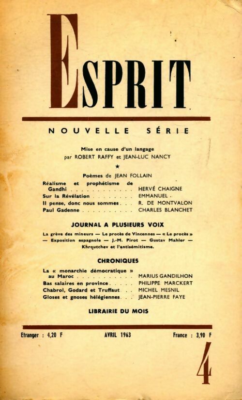 Esprit n°4 - Collectif - Livre