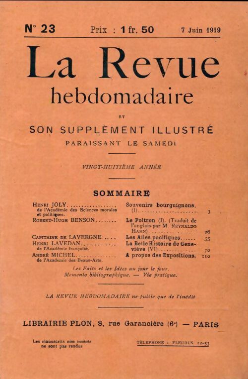 La revue hebdomadaire 28e année n°23 - Collectif - Livre