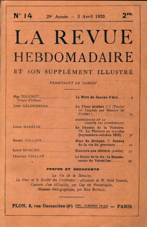 La revue hebdomadaire 29e année n°14 - Collectif - Livre