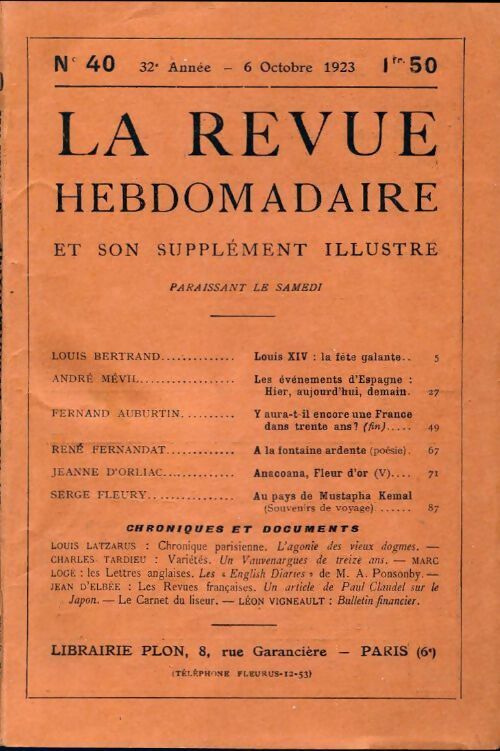 La revue hebdomadaire 32e année n°40 - Collectif - Livre