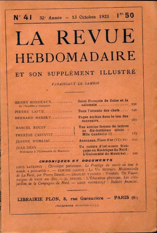 La revue hebdomadaire 32e année n°41 - Collectif - Livre