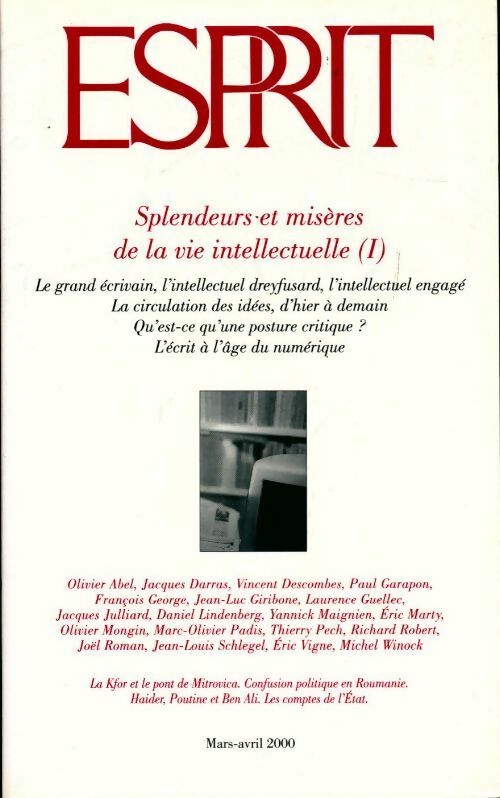 Esprit n°262 : splendeurs et misères de la vie intellectuelle - Collectif - Livre
