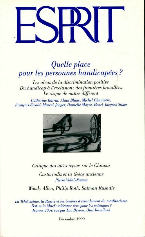 Esprit n°259 : quelle place pour les personnes handicapées - Collectif - Livre