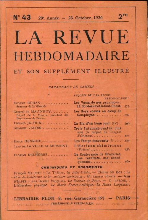 La revue hebdomadaire 29e année n°43 - Collectif - Livre