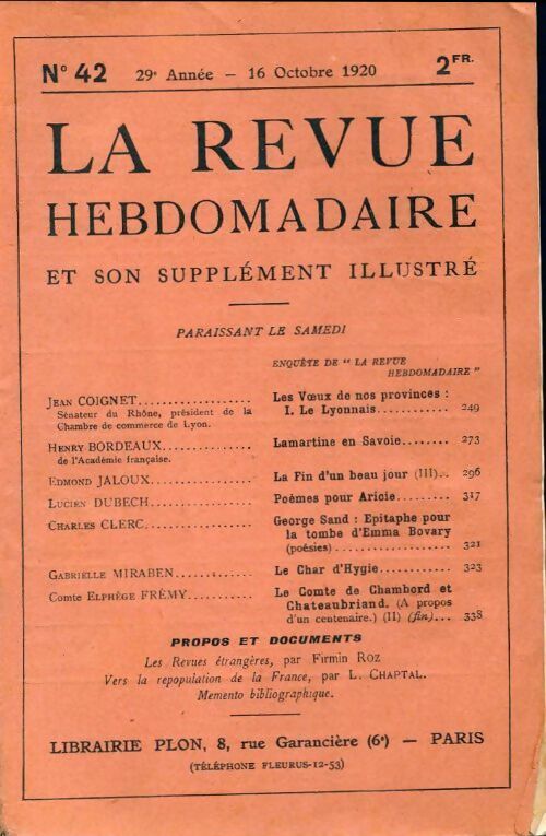 La revue hebdomadaire 29e année n°42 - Collectif - Livre