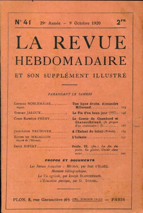 La revue hebdomadaire 29e année n°41 - Collectif - Livre