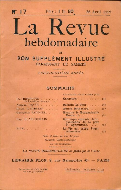La revue hebdomadaire 28e année n°17 - Collectif - Livre