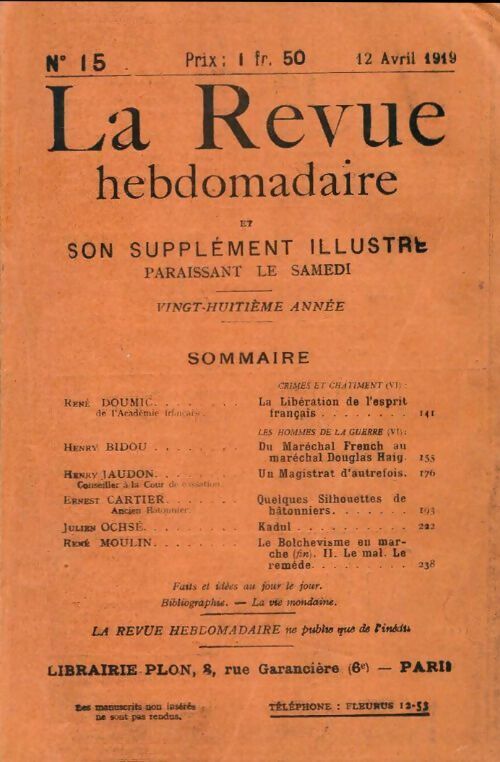 La revue hebdomadaire 28e année n°15 - Collectif - Livre