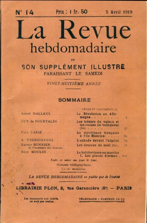 La revue hebdomadaire 28e année n°14 - Collectif - Livre