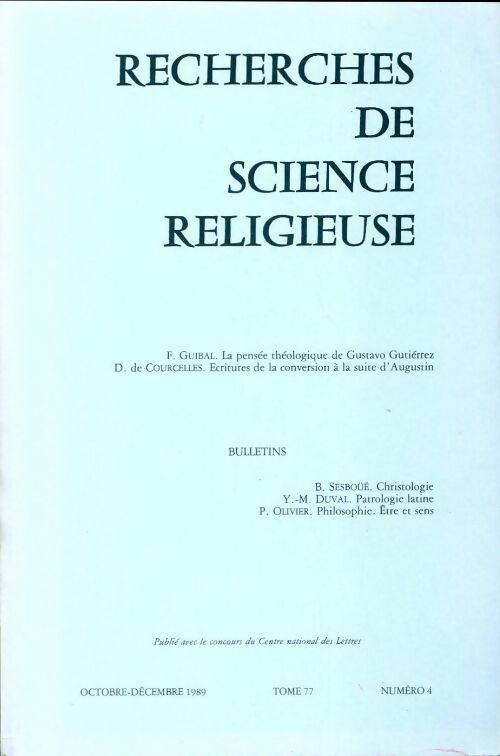 Recherches de science religieuse n°77-4 - Collectif - Livre