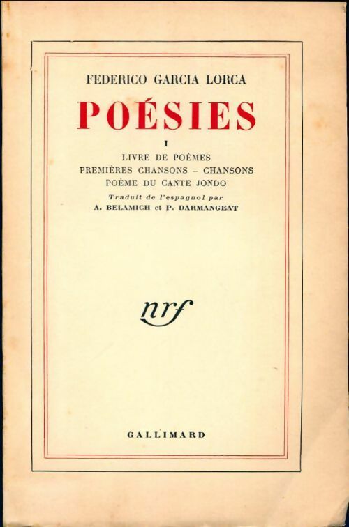 Poésies Tome I - Federico Garcìa Lorca - Livre