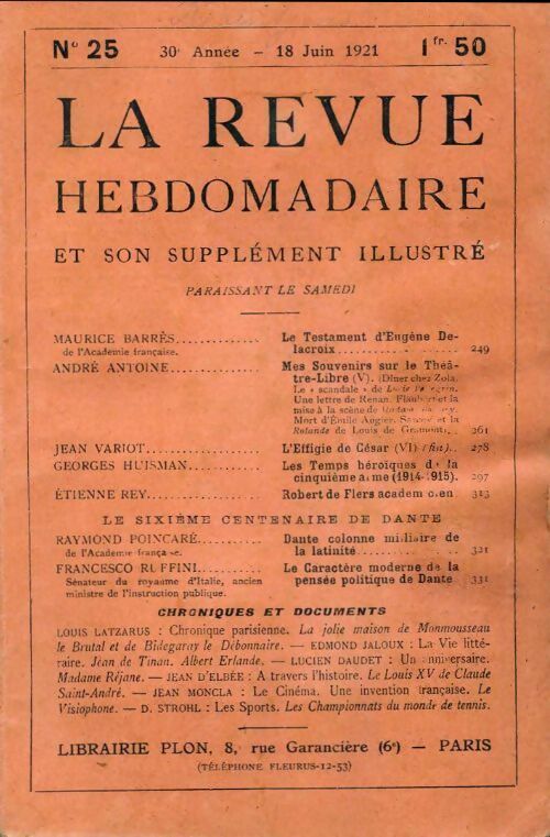 La revue hebdomadaire 30e année n°25 - Collectif - Livre
