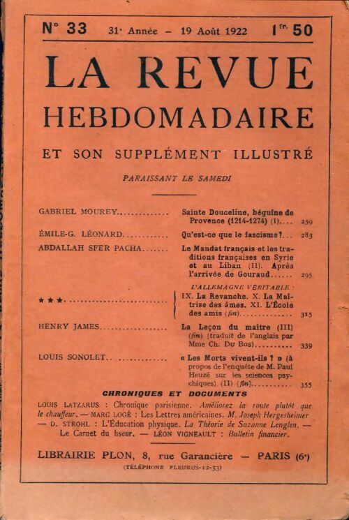 La revue hebdomadaire 31e année n°33 - Collectif - Livre