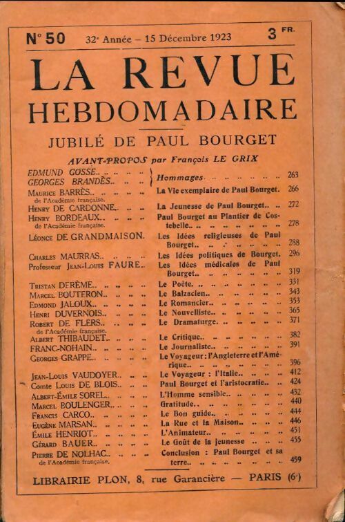 La revue hebdomadaire 32e année n°50 - Collectif - Livre