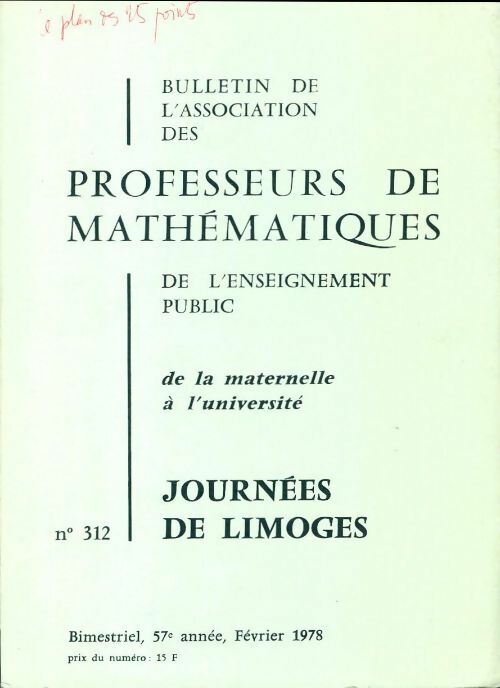Bulletin APMEP n°312 : Journées de Limoges - Collectif - Livre