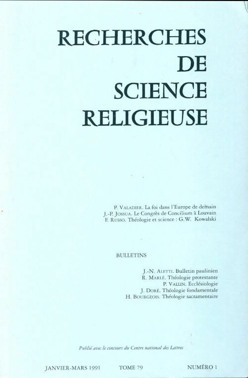 Recherches de science religieuse n°79-1 - Collectif - Livre