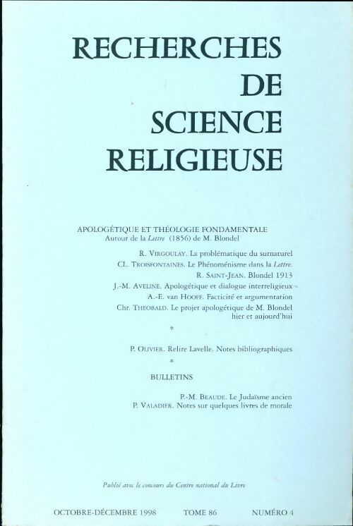 Recherches de science religieuse n°86-4 - Collectif - Livre