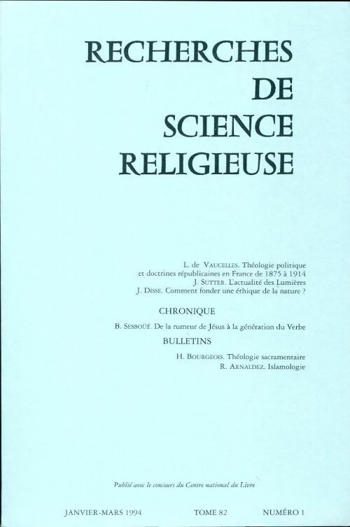Recherches de science religieuse n°82-1 - Collectif - Livre