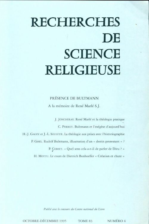Recherches de science religieuse n°83-4 - Collectif - Livre