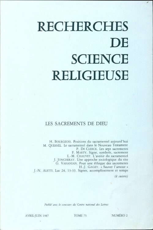 Recherches de science religieuse n°75-2 - Collectif - Livre