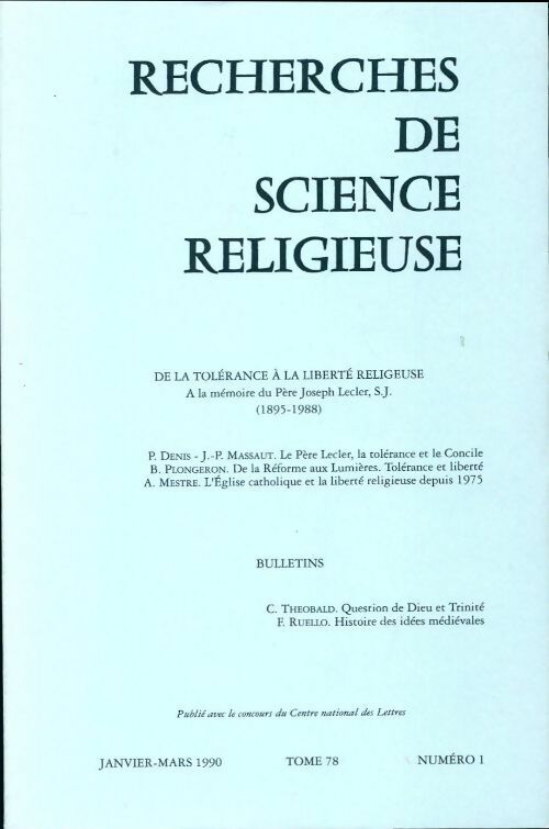 Recherches de science religieuse n°78-1 - Collectif - Livre