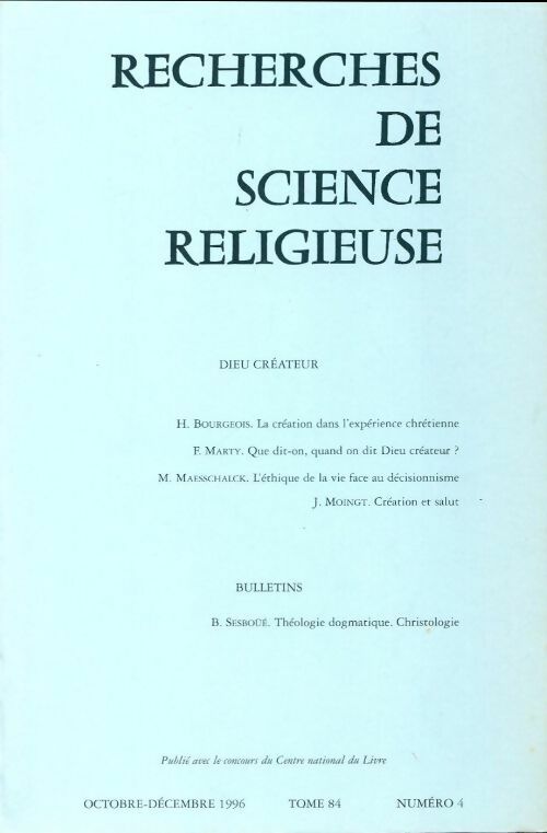 Recherches de science religieuse n°84-4 - Collectif - Livre