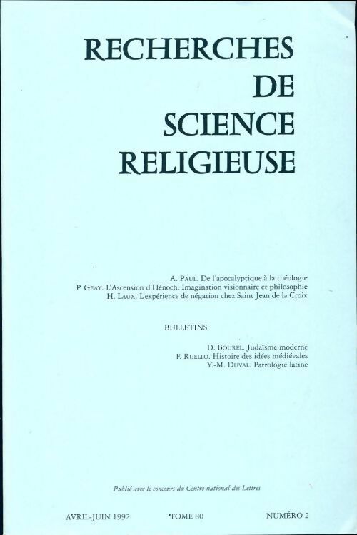 Recherches de science religieuse n°80-2 - Collectif - Livre