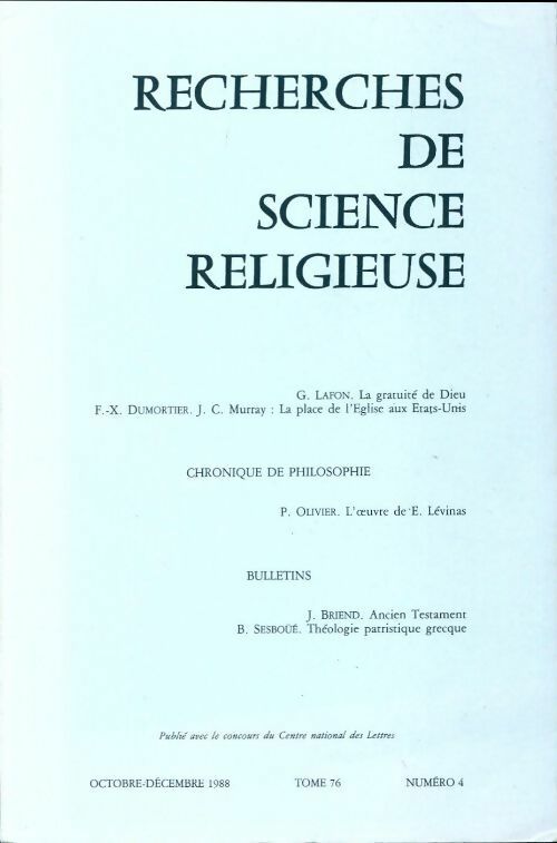 Recherches de science religieuse n°76-4 - Collectif - Livre