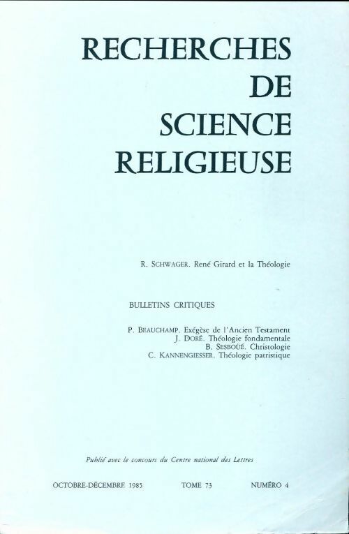 Recherches de science religieuse n°73-4 - Collectif - Livre