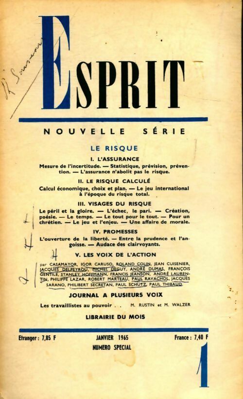 Esprit n°334 : Le risque - Collectif - Livre