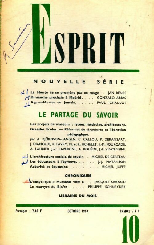 Esprit n°374 : Le partage du savoir - Collectif - Livre